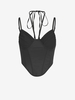 Camisole Plissée de Style Corset en Maille Insérée L Noir