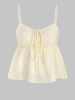 Camisole Péplum Plissée avec Nœud Papillon L Jaune clair