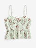 Camisole Péplum Plissée Fleur M Vert clair