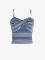 Camisole Rayée Tordue en Tricot Taille unique Bleu