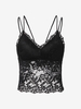 Camisole Rembourrée en Dentelle Insérée à Double Bretelle Taille unique Noir