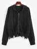 Cardigan à Capuche Déchiré Zippé Maille S Noir