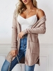 Cardigan à Capuche Long à Cordon avec Poche Maille Taille unique Kaki