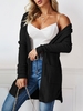 Cardigan à Capuche Long à Cordon avec Poche Maille Taille unique Noir