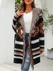 Cardigan à Capuche Long à Motif Aztèque Ethnique Xl Noir
