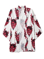 Cardigan à Imprimé Démon Ouvert en Avant Esthétique Y2K Xl Blanc