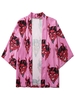 Cardigan à Imprimé Démon Ouvert en Avant Esthétique Y2K Xl Rose
