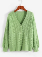 Cardigan à Épaules Dénudées Tressé Câble S Vert clair