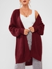 Cardigan Ajouré Détaillé Ouvert à Ourlet Fendu L Rouge foncé