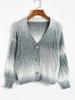 Cardigan Ajouré Ombré à Goutte Epaule L Gris foncé
