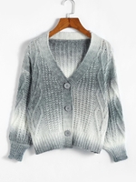 Cardigan Ajouré Ombré à Goutte Epaule M Gris foncé