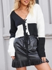 Cardigan Bicolore Yin-Yang à Lacets S Noir