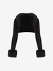 Cardigan Boléro avec Bordure en Fausse Fourrure Détachable S Noir