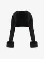 Cardigan Boléro avec Bordure en Fausse Fourrure Détachable S Noir
