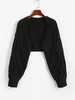 Cardigan Boléro Ouvert en Avant en Tricot à Câble Taille unique Noir