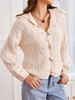 Cardigan Boutonné à Goutte Epaule en Tricot à Câble Taille unique Blanc chaud