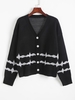 Cardigan Boutonné à Imprimé Vague M Noir