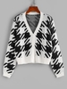 Cardigan Boutonné Carreaux à Grille M Noir