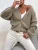 Cardigan Boutonné en Couleur Unie à Manches Raglan Maille M Café lumière