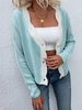 Cardigan Boutonné Festonné en Blocs de Couleurs S Bleu clair