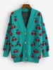 Cardigan Cerise Boutonné avec Double Poches S Vert profond
