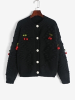 Cardigan Cerise Pendante à Goutte Epaule Taille unique Noir