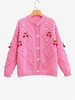 Cardigan Cerise Pendante à Goutte Epaule Taille unique Rose clair