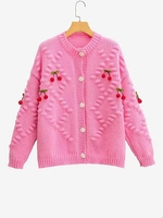Cardigan Cerise Pendante à Goutte Epaule Taille unique Rose clair