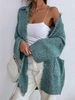 Cardigan Chiné Ouvert en Avant à Double Poches en Maille S Vert