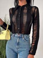 Cardigan Court Boutonné Déchiré L Noir