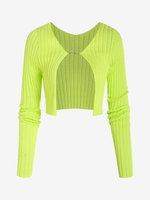 Cardigan Court Tricoté en Couleur Unie Style d