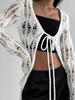 Cardigan Déchiré Noué en Avant S Blanc