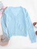 Cardigan Décontracté Tricoté à Goutte Epaule Taille unique Bleu
