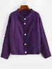 Cardigan de Pêcheur en Tricot à Câble avec Diamant Taille unique Pourpre