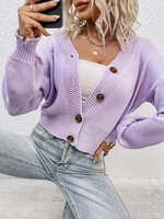 Cardigan Effrangé Boutonné à Goutte Epaule M Violet clair