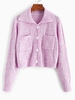 Cardigan en Tricot à Boucle à Simple Boutonnage avec Poche Taille unique Rose clair