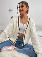 Cardigan en Tricot à Câble M Blanc