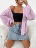 Cardigan Epais à Goutte Epaule Ouvert en Avant S Violet clair
