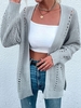 Cardigan Epais Ajouré à Fente Latérale Maille M Gris