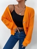 Cardigan Epais en Couleur Unie avec Bouton M Orange