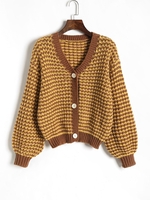 Cardigan Epais Rayé Boutonné M Café