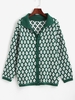 Cardigan Géométrique Boutonné à Motif Taille unique Vert profond