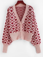Cardigan Géométrique Cœur Fil Métallique Graphique M Rose clair