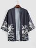 Cardigan Kimono à Imprimé Vague D