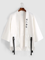 Cardigan Kimono Bande Dessinée à Imprimé Japonaise Boucle Unique Streetwear 2xl Blanc