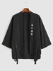 Cardigan Kimono Bande Dessinée à Imprimé Japonaise Boucle Unique Streetwear 2xl Noir