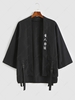 Cardigan Kimono Bande Dessinée à Imprimé Japonaise Boucle Unique Streetwear M Noir