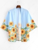 Cardigan Kimono de Plage de Vacances Tournesol Imprimé 2xl Bleu ciel
