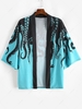 Cardigan Kimono de Plage Pieuvre Imprimé Ouvert en Avant 3xl Vert profond