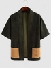 Cardigan Kimono en Blocs de Couleurs avec Poches en Velours Côtelé M Multi a